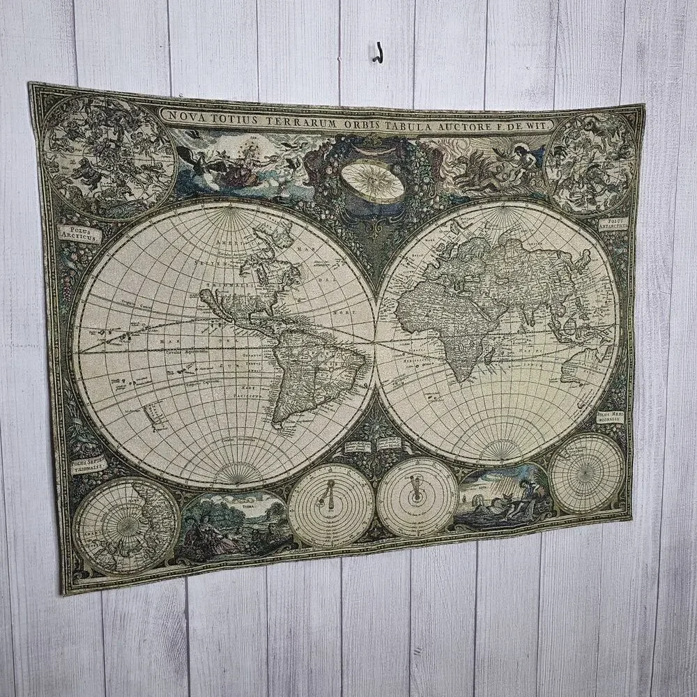 Fine Art Tapestries World Map Jacquard Wall Hanging 52x38 Nova Totius